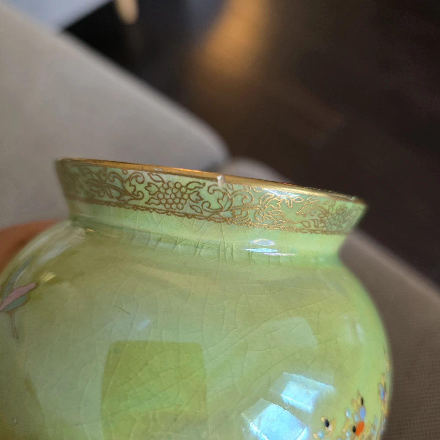 Antique Carlton Ware apple green lusterware vase - photo 2