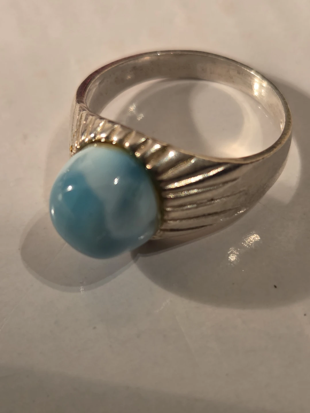 Sterling Silver Ring with Larimar Stone