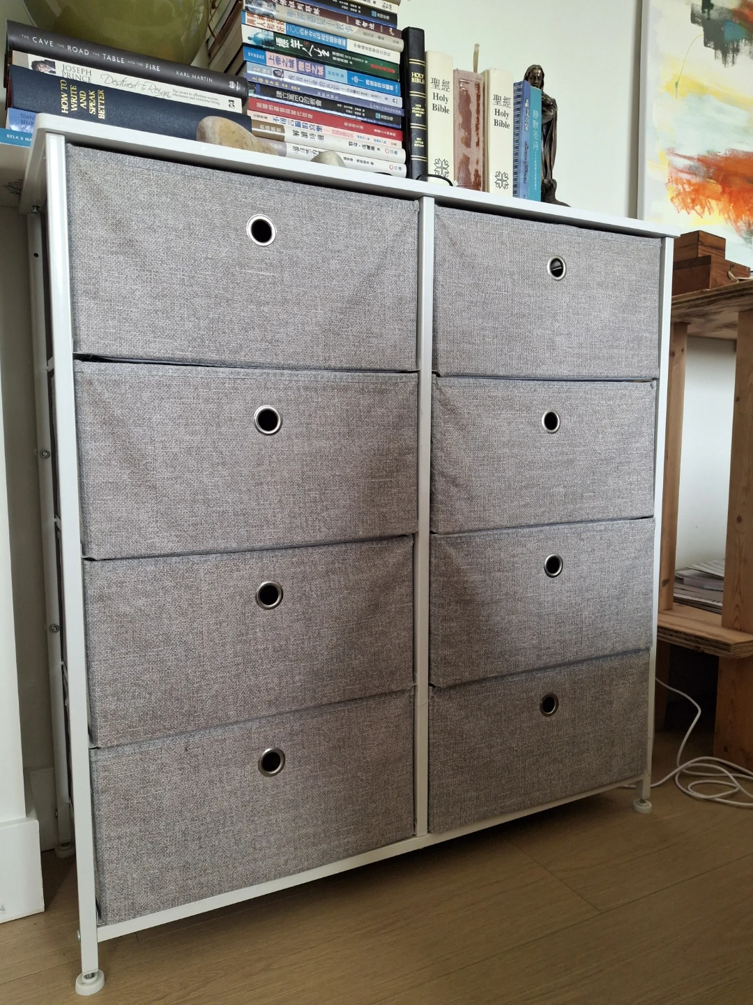Grey Fabric Drawer Storage Unit