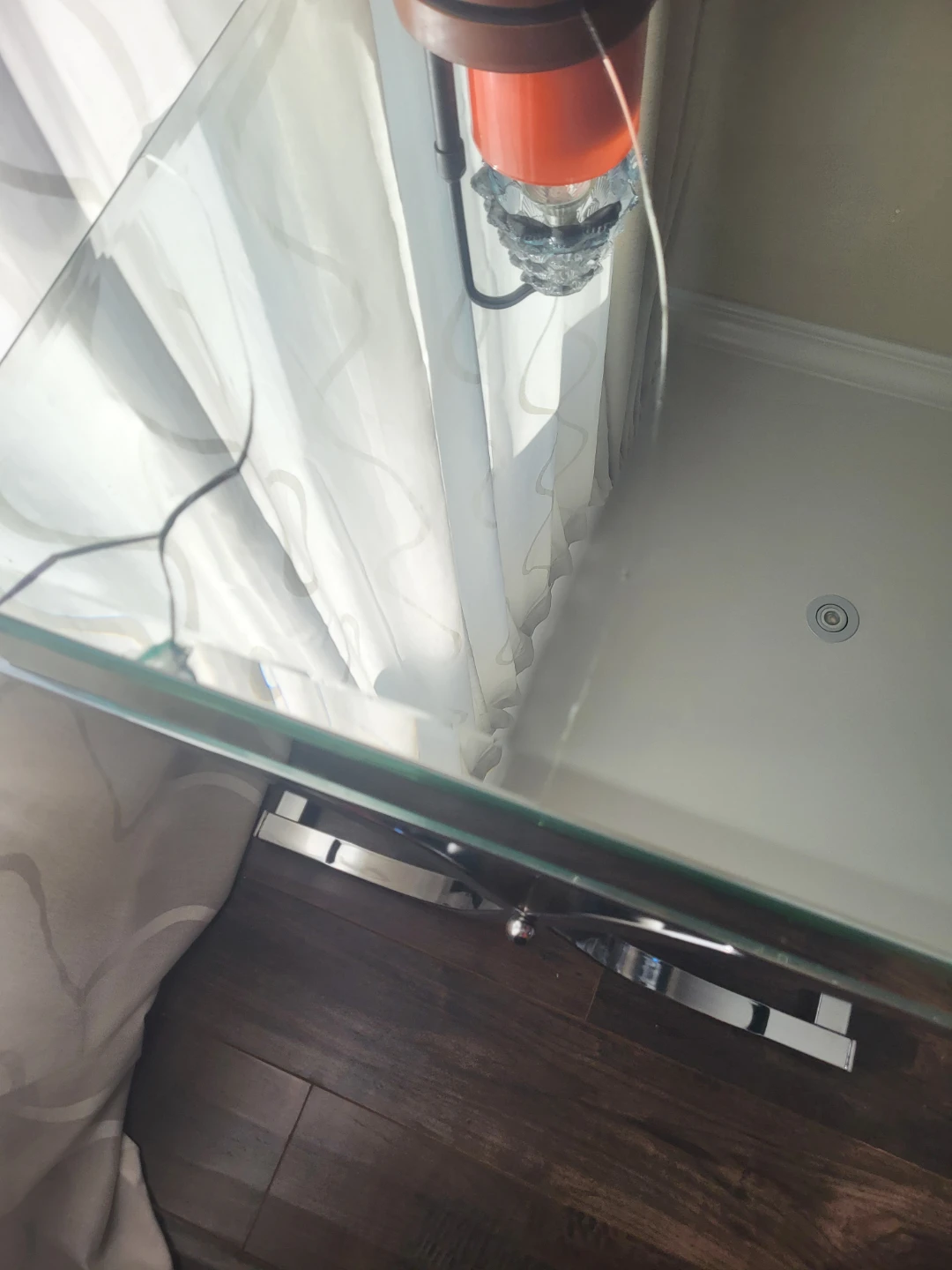 Mirrored End Table with Chrome Base - photo 2