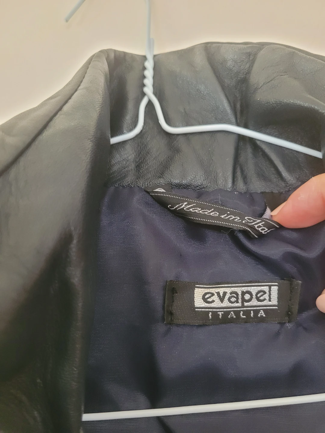 Evapel Italia Navy Blue Padded Leather Trim Jacket - photo 3