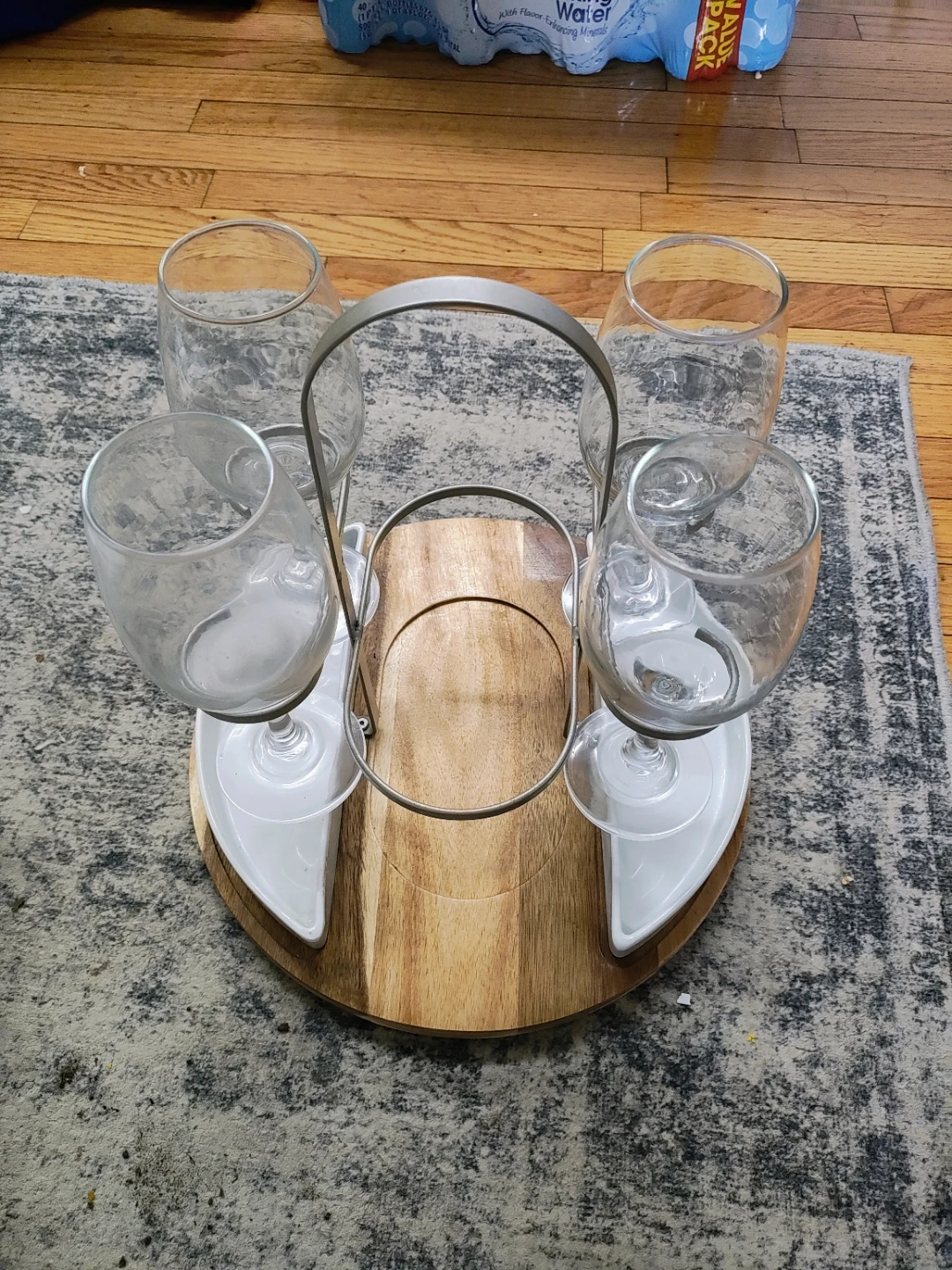 Wine Glass Holder with Wooden Base