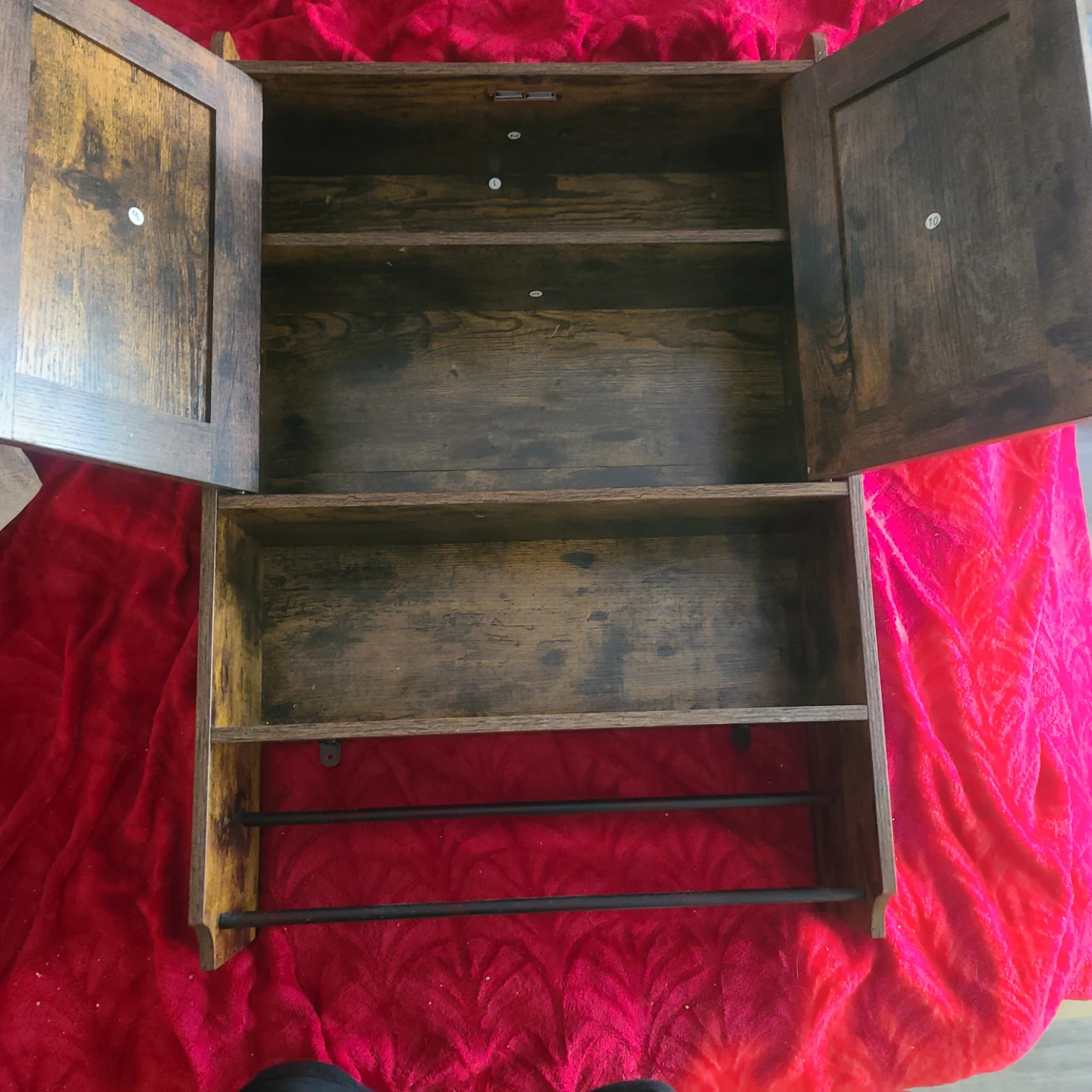 Rustic Wood Wall Cabinet with Towel Bars - photo 2