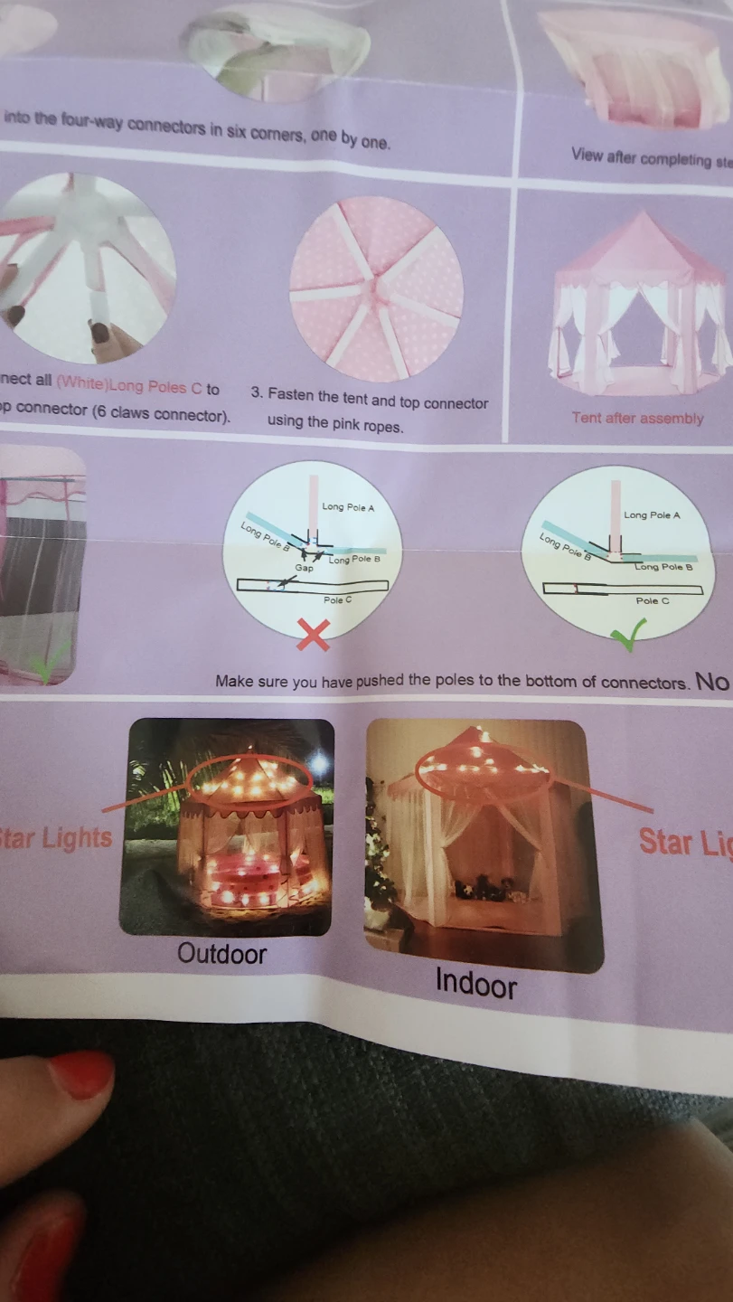 Pink Princess Play Tent with Star Lights - photo 3