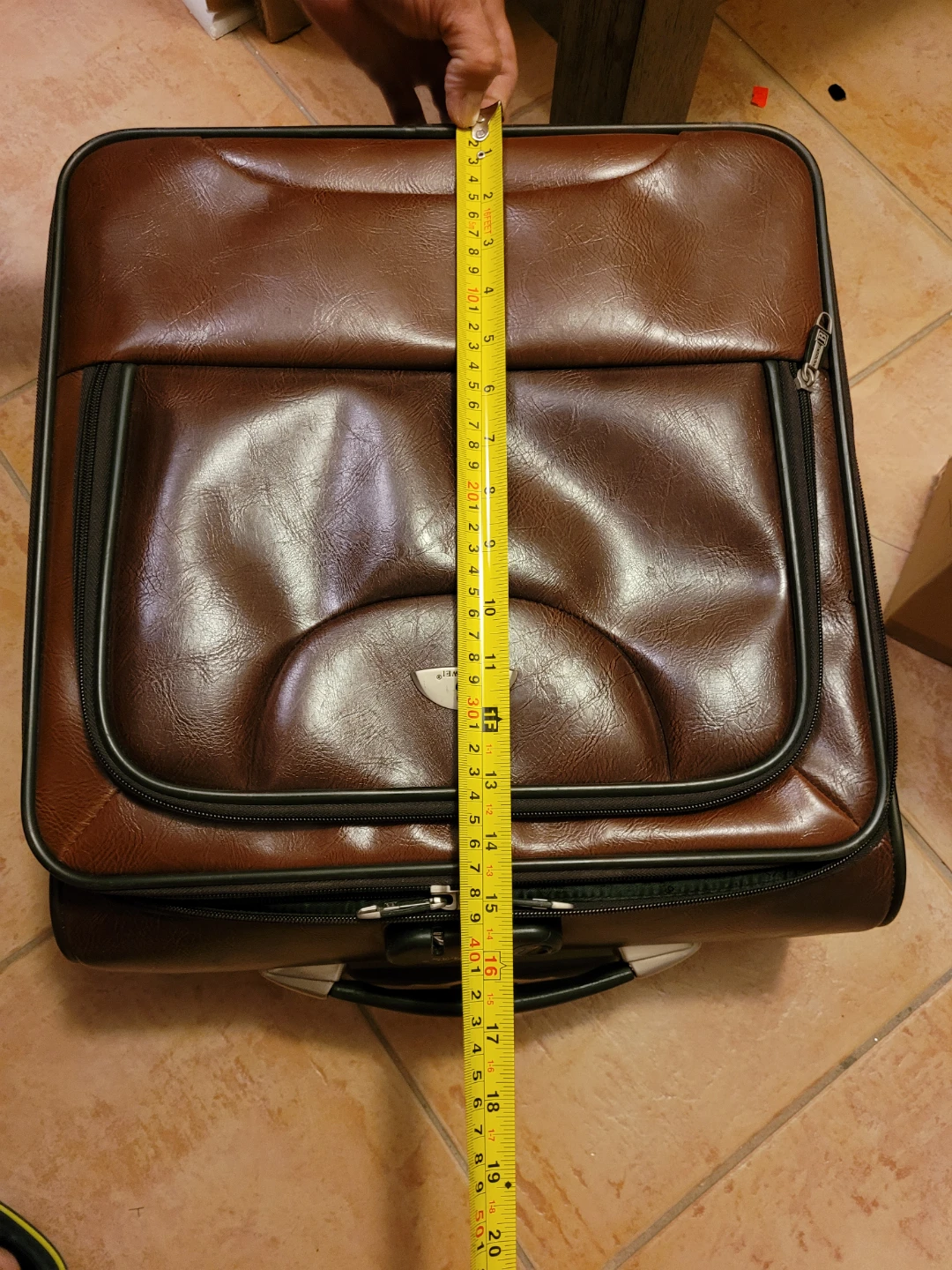 Brown Faux Leather Carry-On Suitcase - photo 4