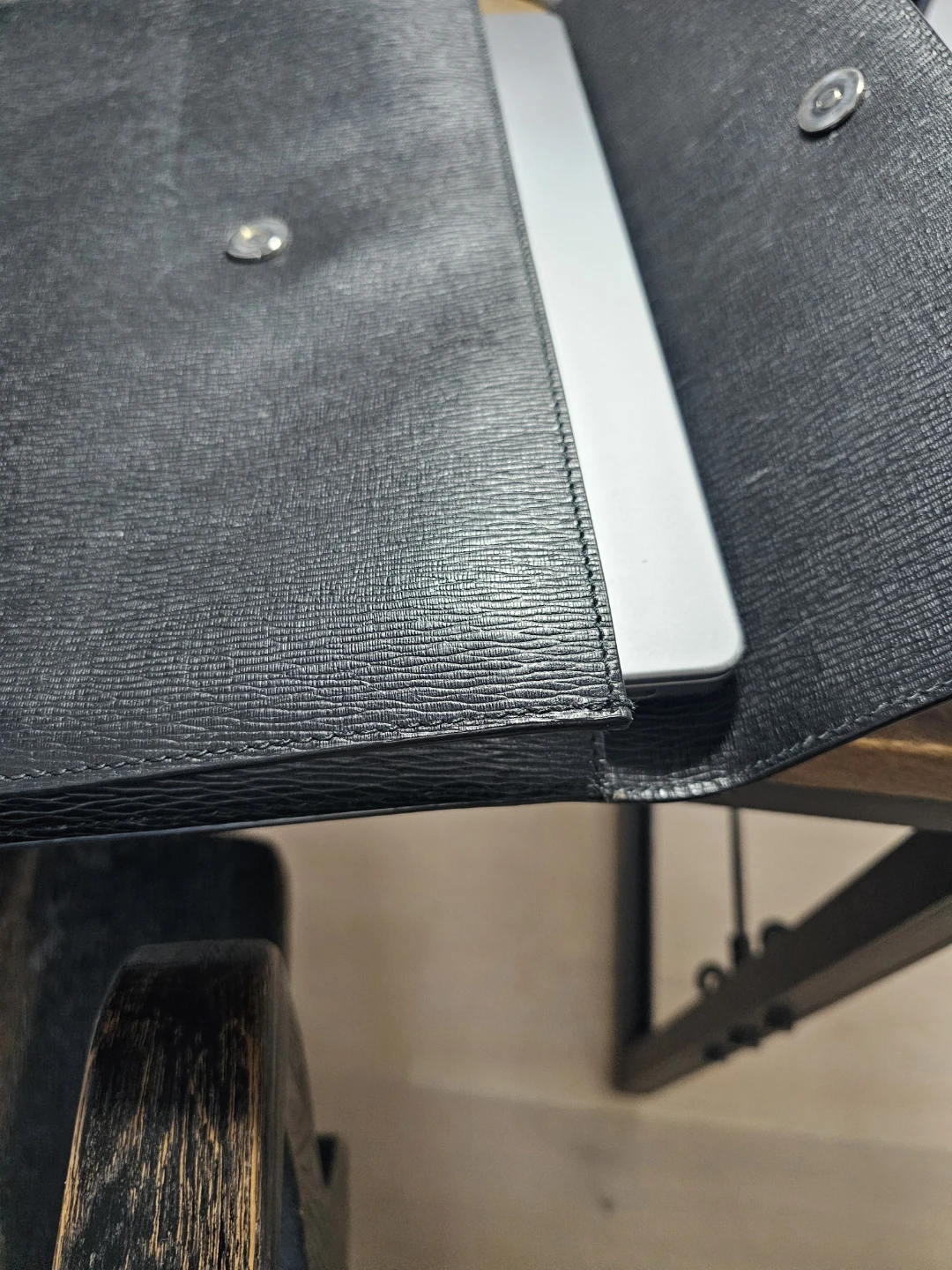 Salvatore Ferragamo Black Leather Laptop Sleeve Case - photo 3