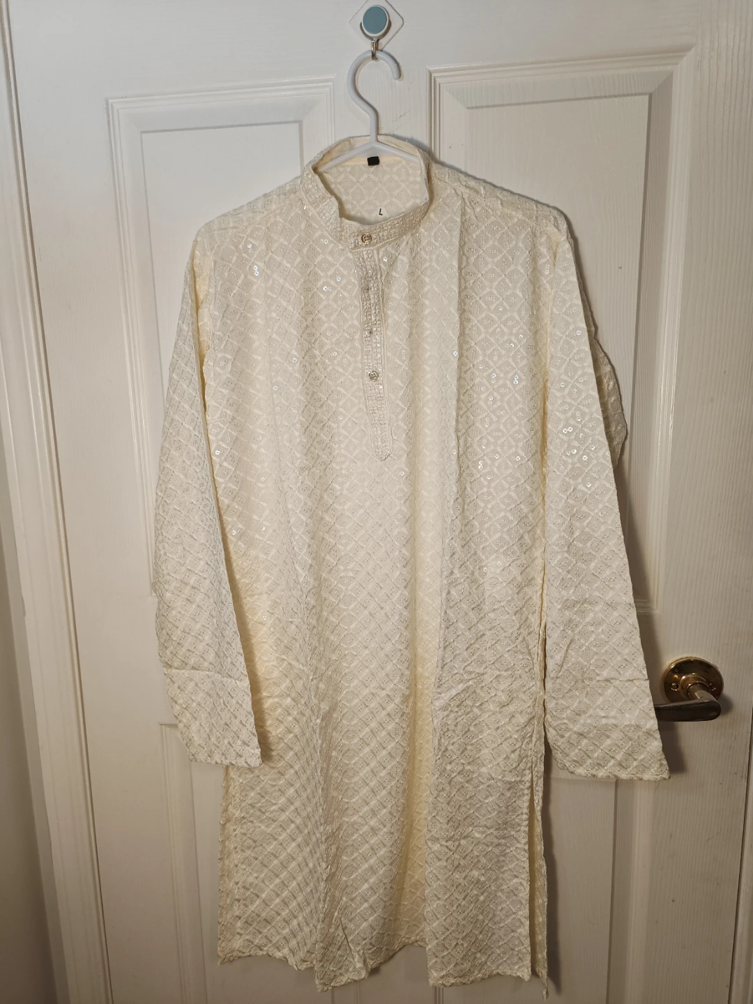 Brand new unboxing Cream Embroidered Kurta Top L
