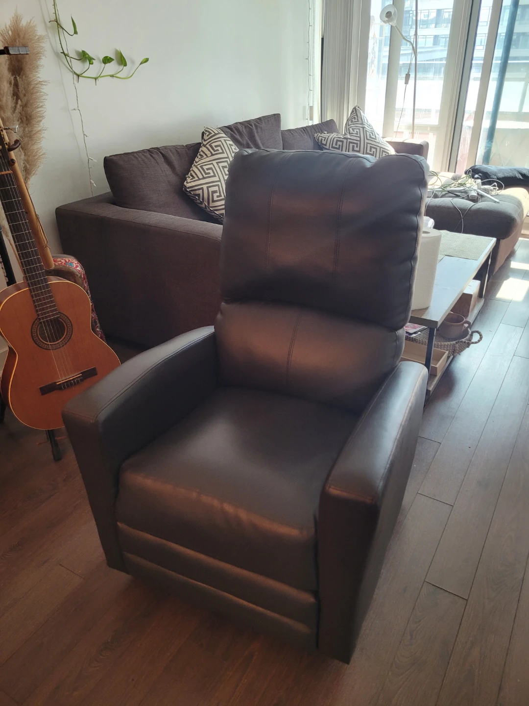 Brown Faux Leather Recliner Chair - photo 2