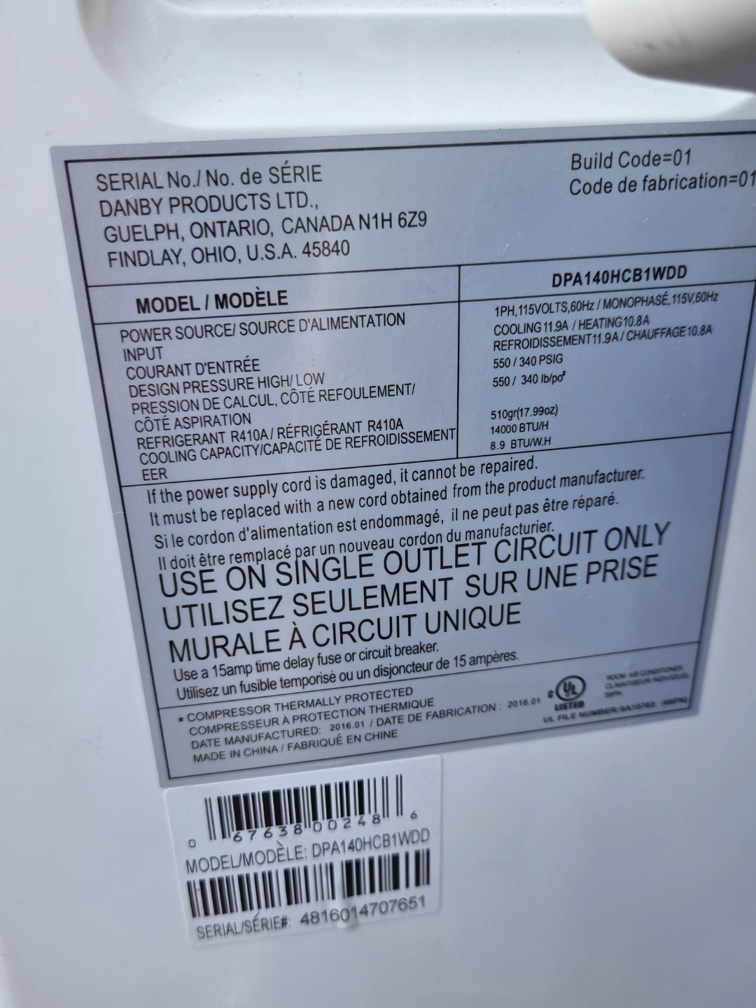 Danby 14,000 BTU 4-in-1 portable air conditioner - photo 4