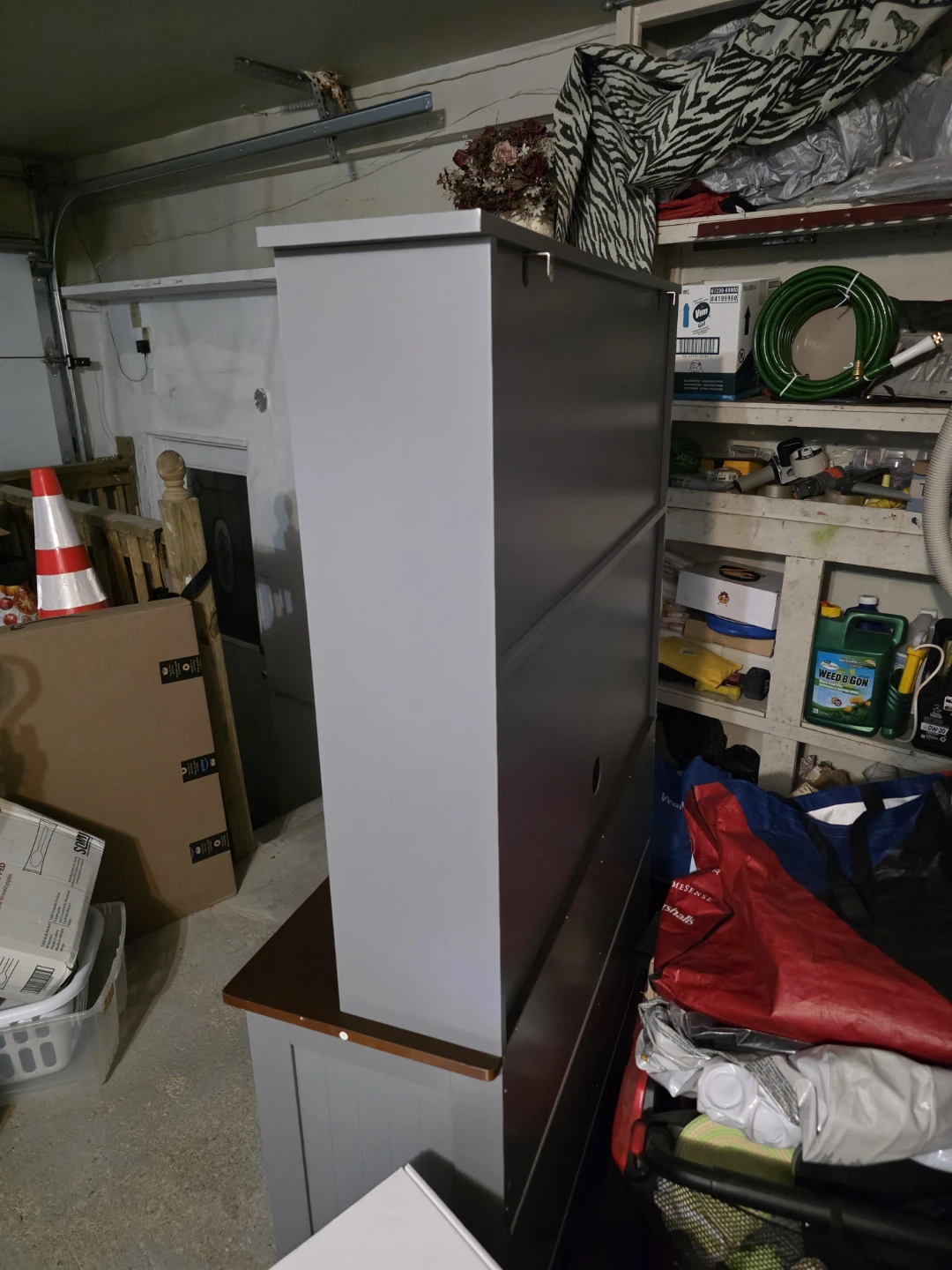 Grey Kitchen Hutch with Cabinet Doors and Drawers - photo 2