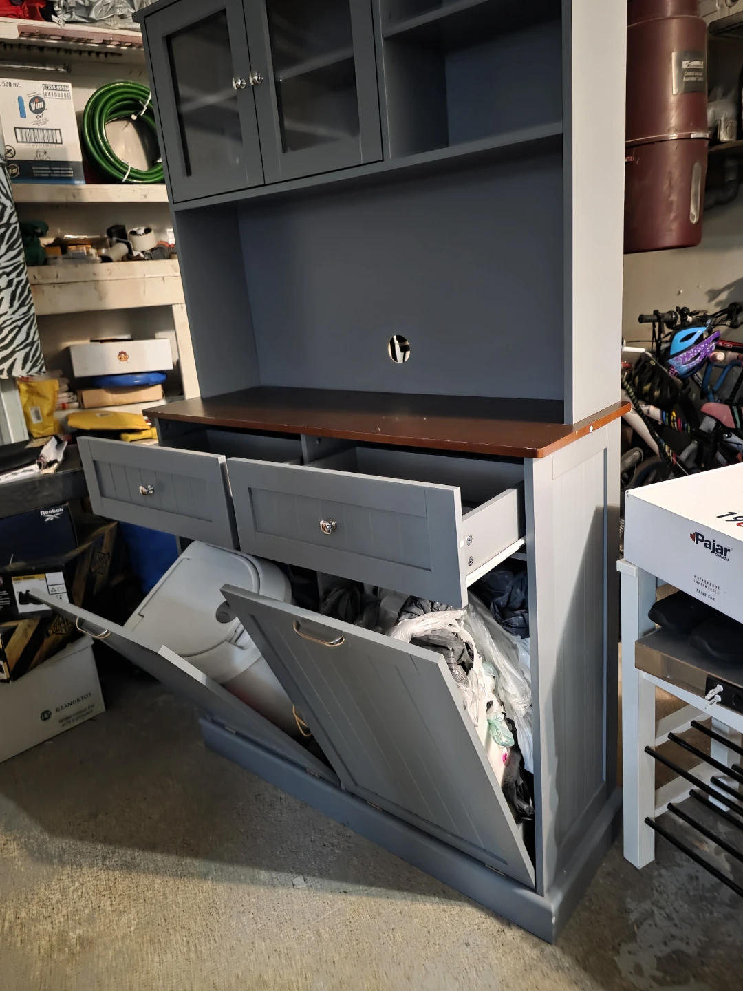 Grey Kitchen Hutch with Cabinet Doors and Drawers - photo 3