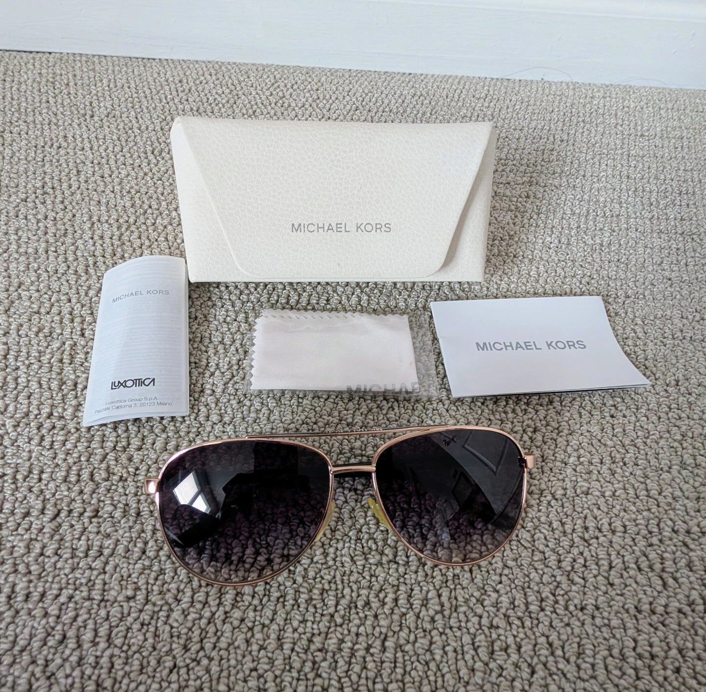Michael Kors Rose Gold Aviator Sunglasses