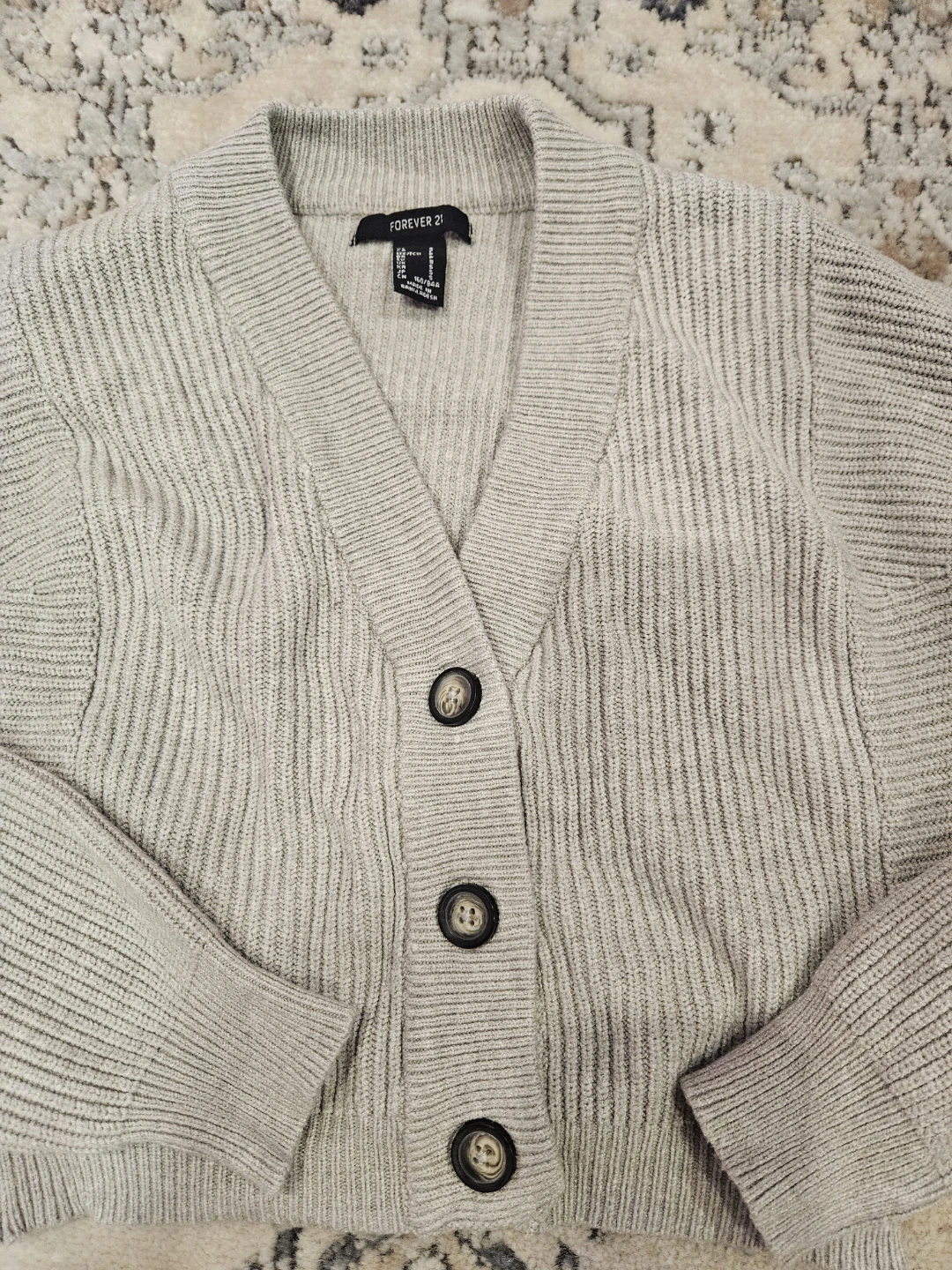 Forever 21 Grey Ribbed Button-Up Cardigan - photo 3