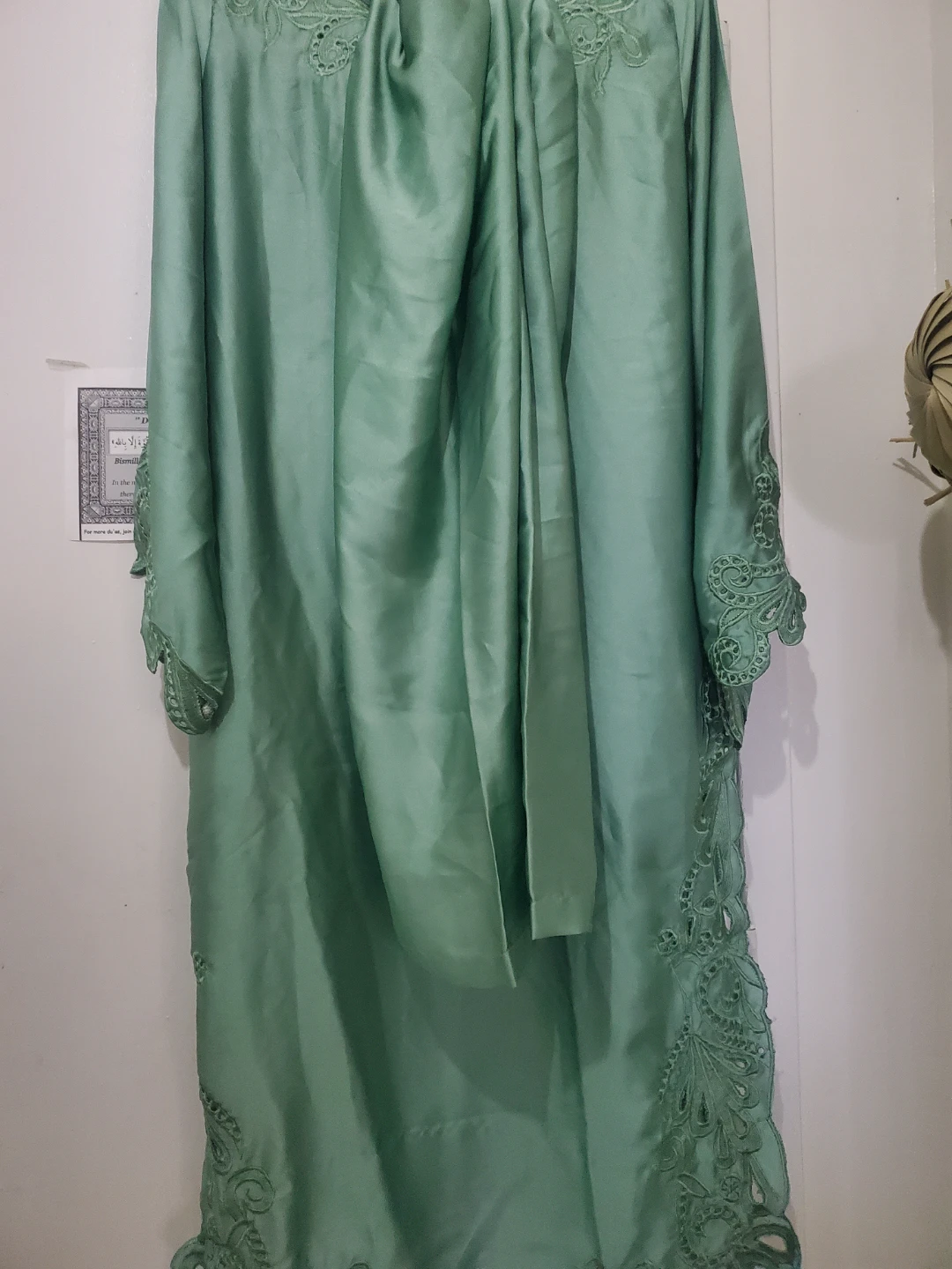 Mint Green Kaftan with Lace Details