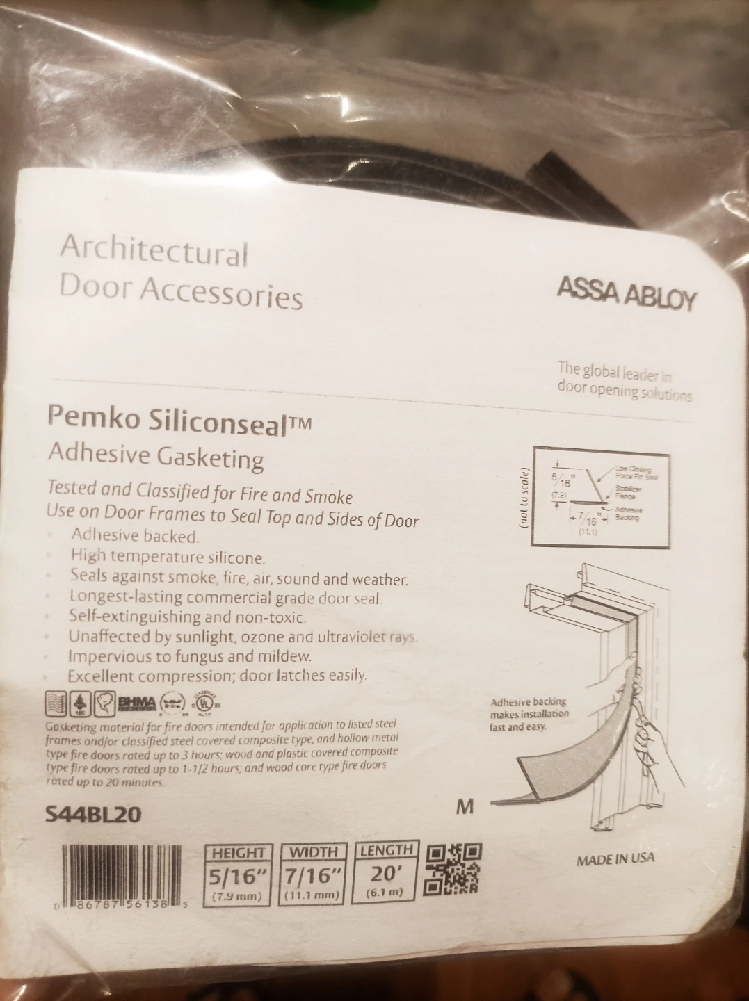 Pemko Silconseal Adhesive Gasketing for Fire and Smoke Doors - photo 2