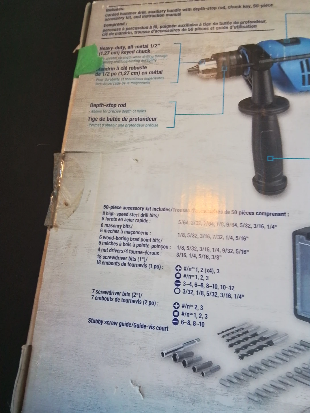 Mastercraft Corded Hammer Drill with 50-Piece Accessory Kit - photo 4