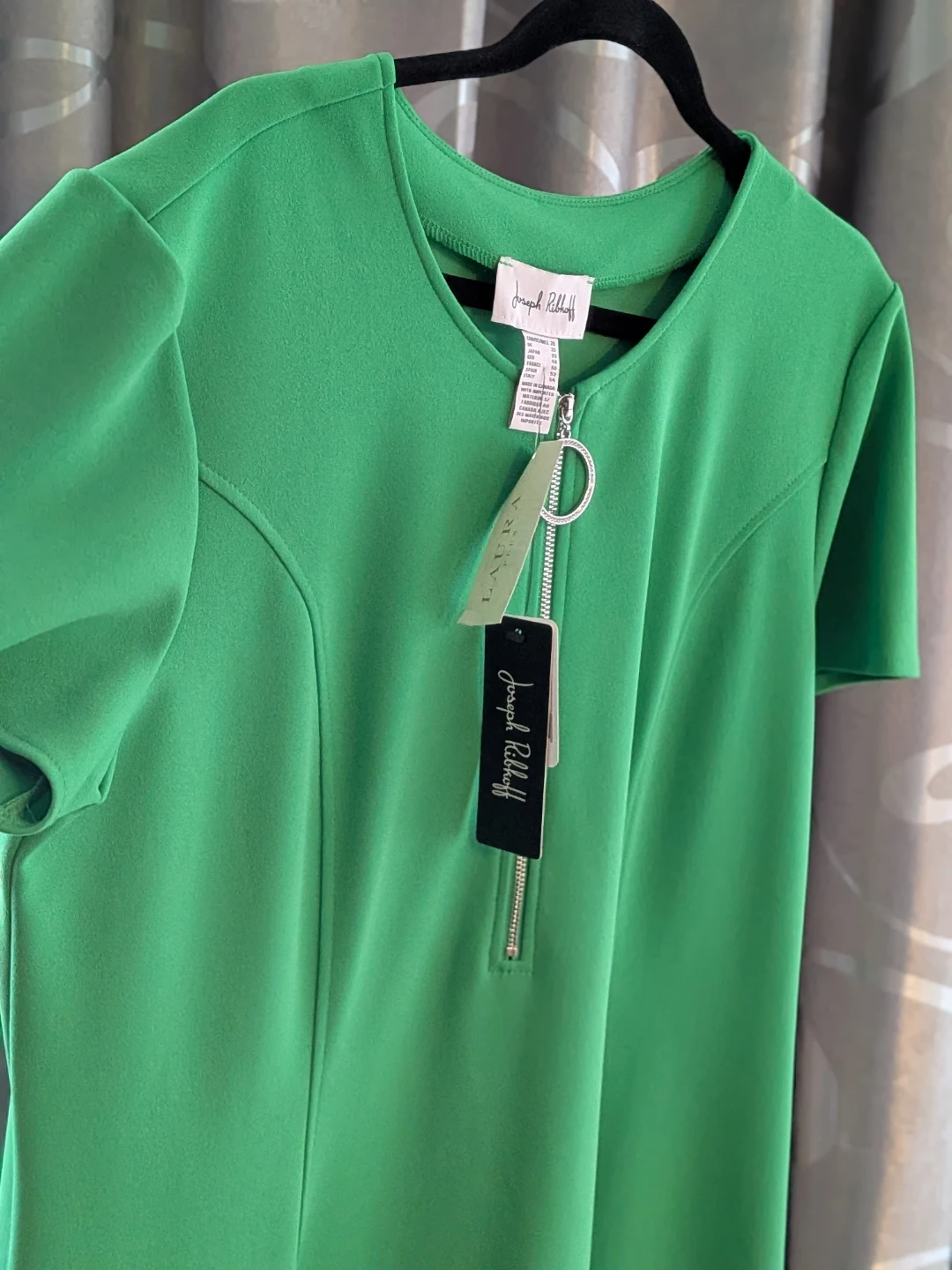 Joseph Ribkoff Green Short Sleeve Zipper Dress