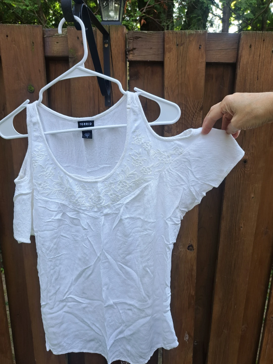 TORRID White Cold Shoulder Embroidered Top - photo 2