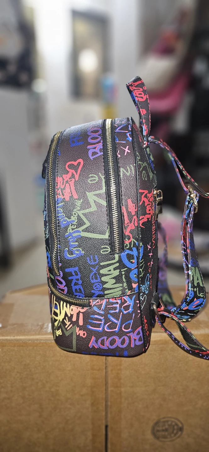 Graffiti Print Backpack with Matching Wallet - photo 3