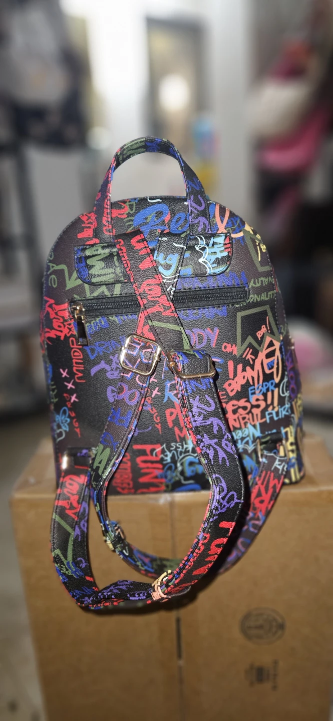 Graffiti Print Backpack with Matching Wallet - photo 4