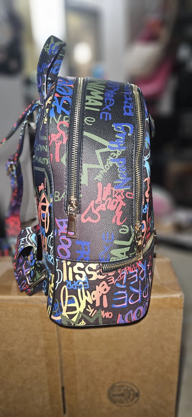 Graffiti Print Backpack with Matching Wallet - photo 5