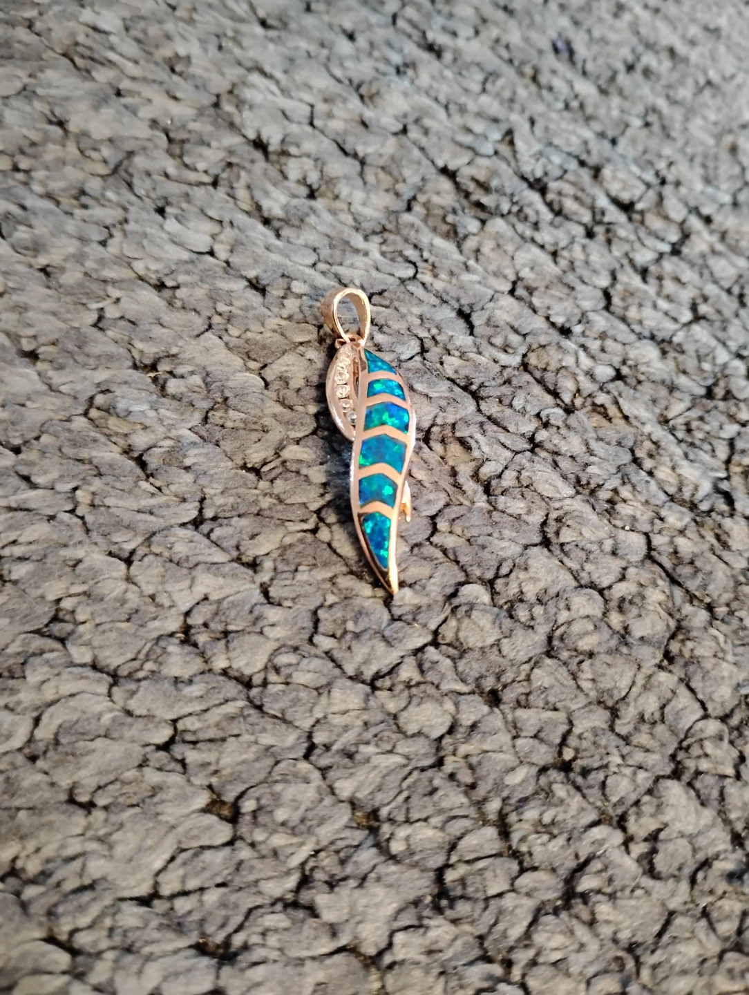 Rose Gold and Sterling Silver Opal Feather