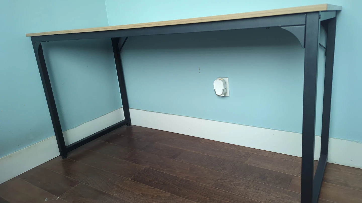 Simple Wood Desk with Black Metal Frame - photo 3