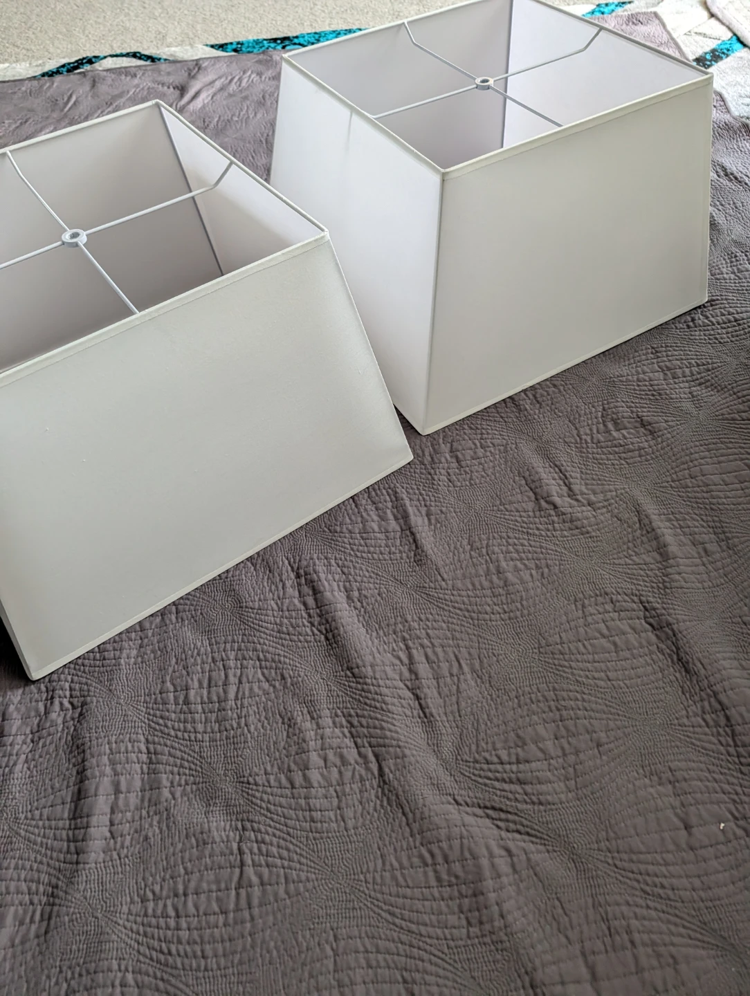 Two White Square Lampshades - photo 5