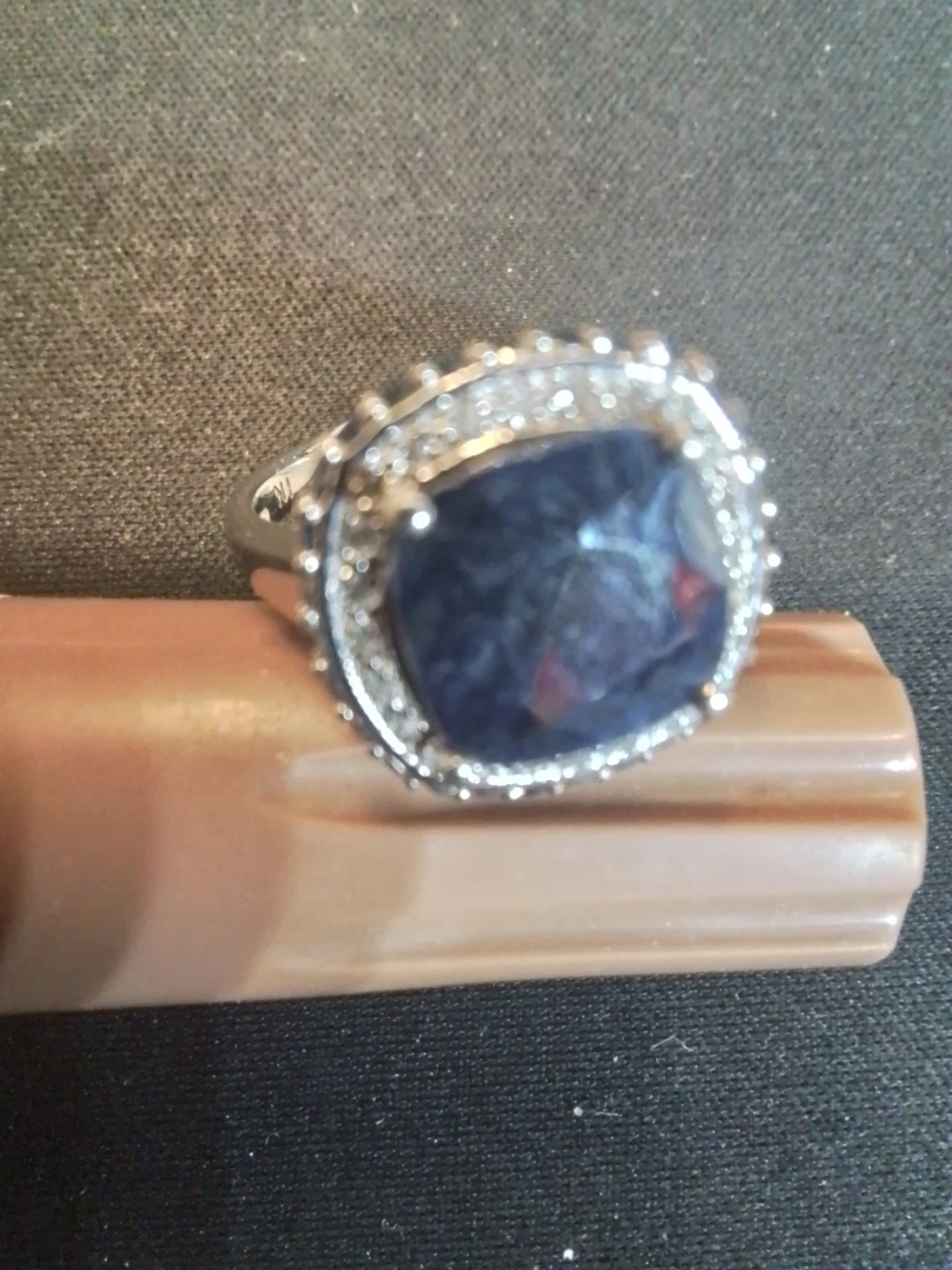 Cushion-Cut Blue Sapphire Halo Statement Ring - photo 2