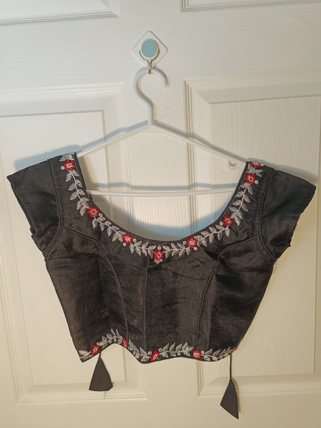 Brand new unboxing Dark Grey Embroidered Blouse