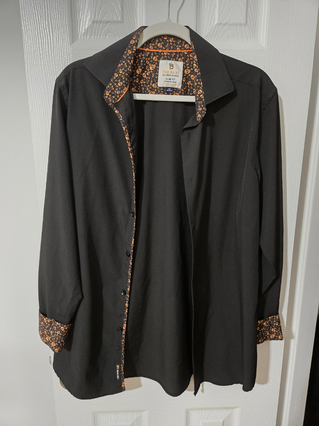 Tom Baine Slim Fit Halloween Shirt - Black Skull Print