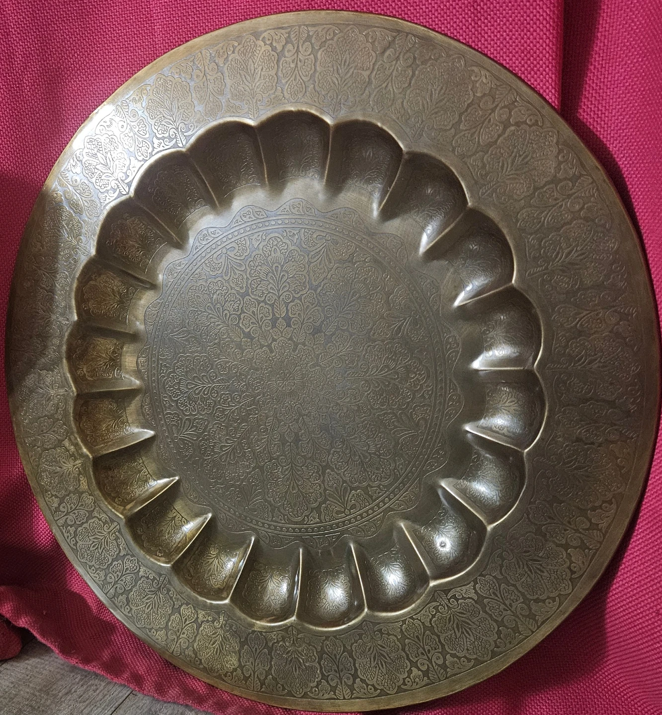 Engraved Decorative Brass Tray - photo 2
