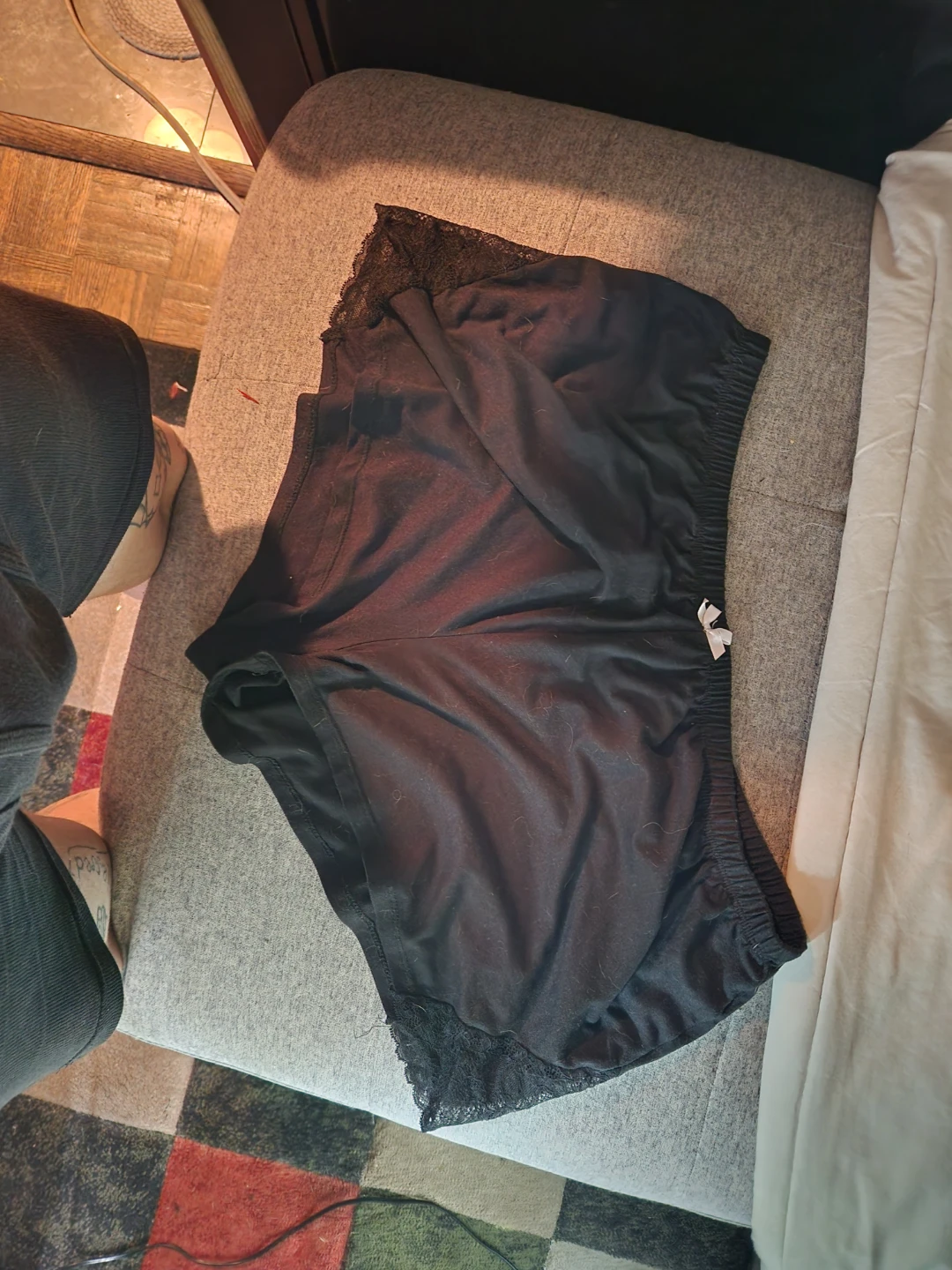 Flora Black Lace Trim Sleep Shorts