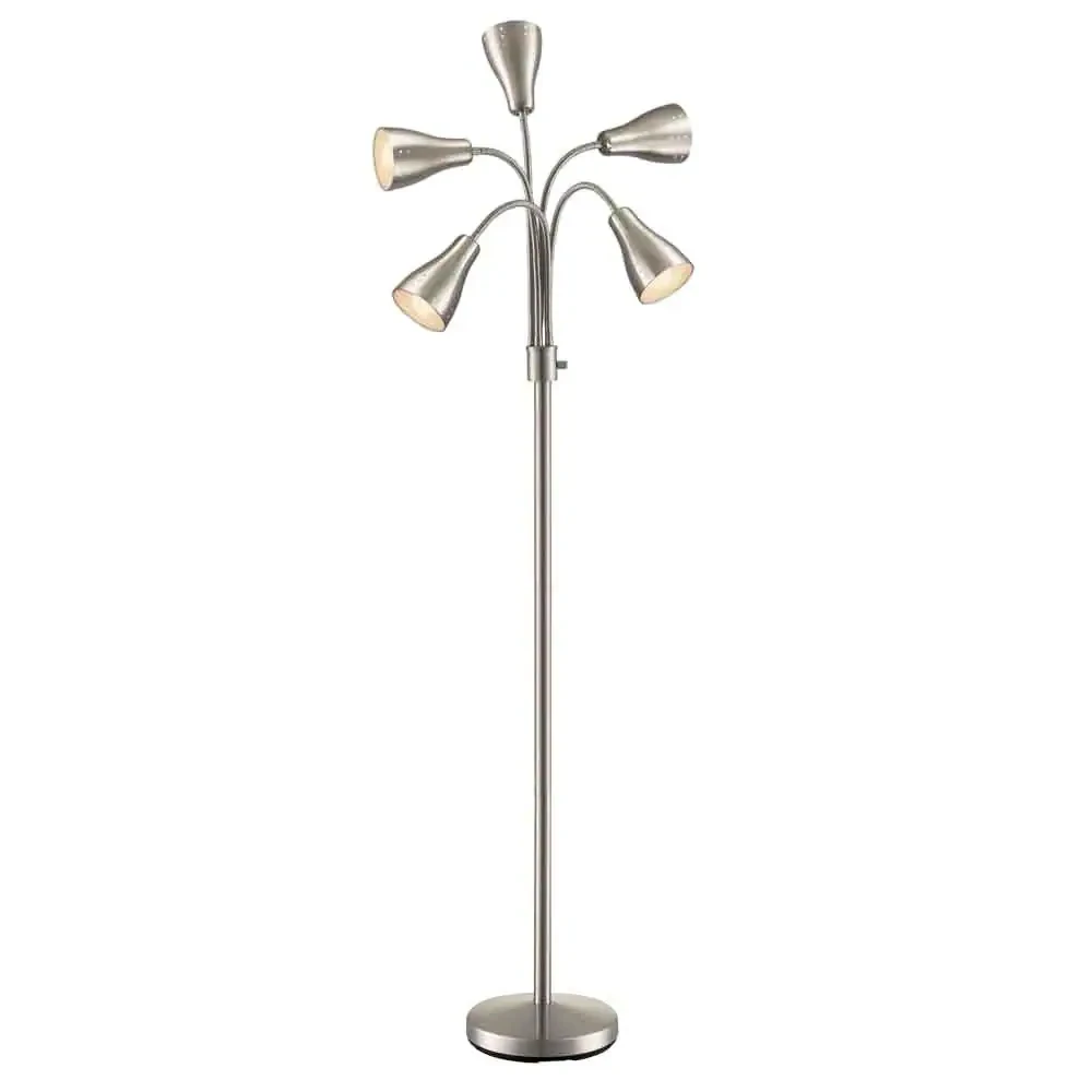 Satin Nickel 5-Light Adjustable Floor Lamp - photo 2