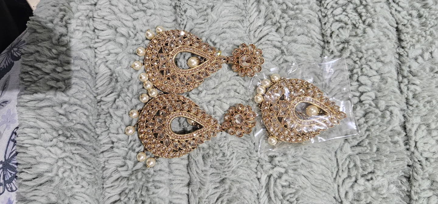 Gold Chandelier Earrings with Pearls