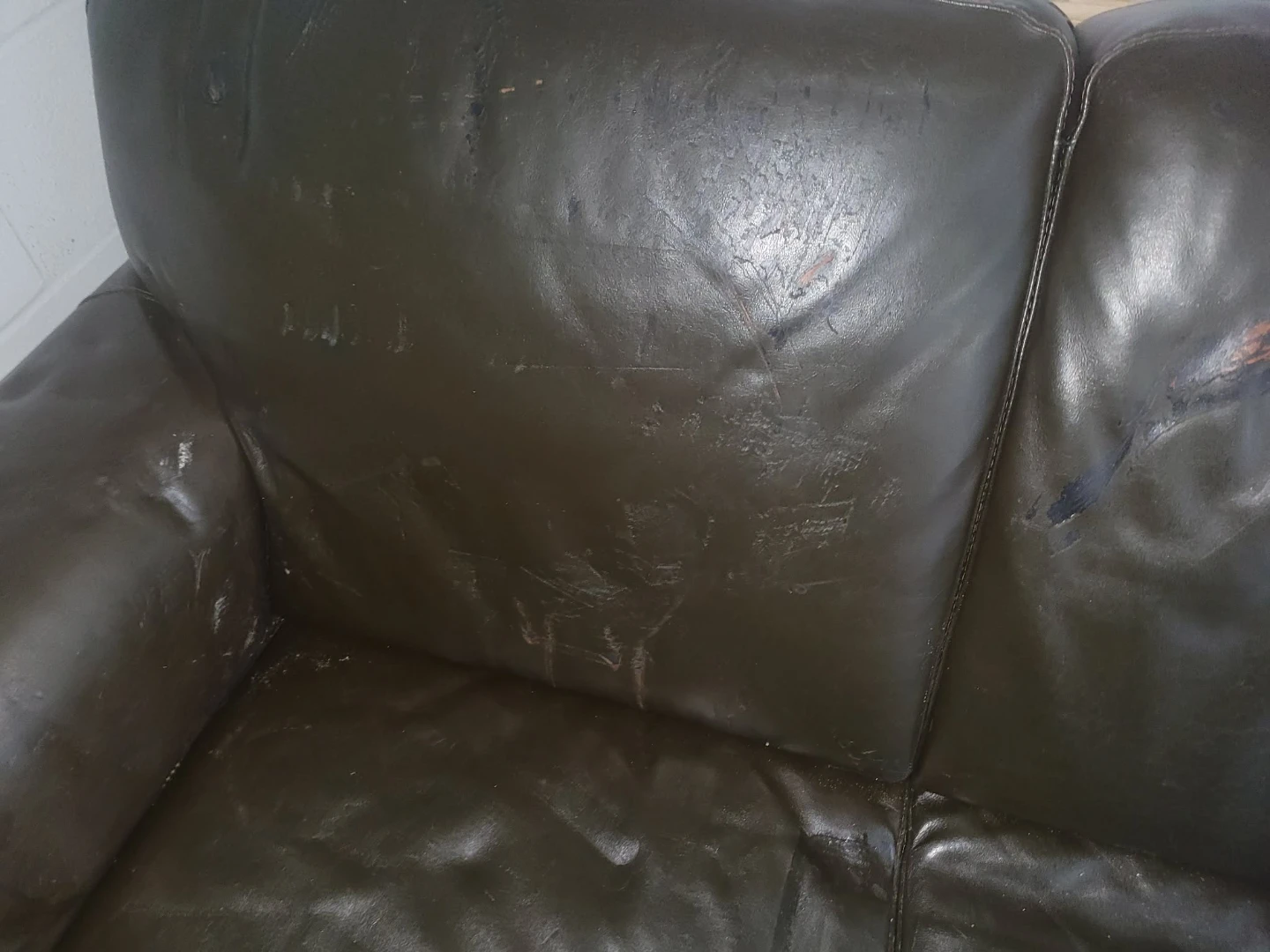 Dark Brown Leather Sofa - photo 3