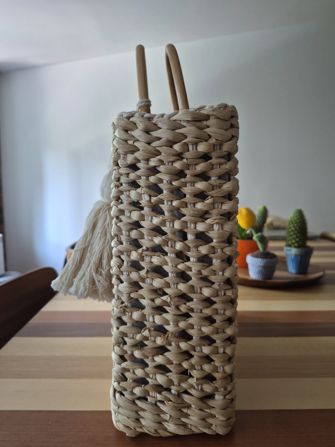 Zara Woven Straw Tote Bag with Tassels & Shoulder Strap - photo 3