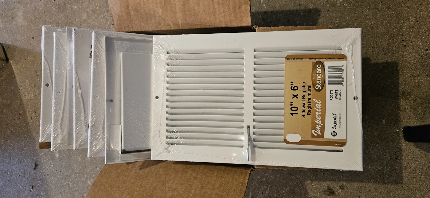 Imperial 10" x 6" White Sidewall Register