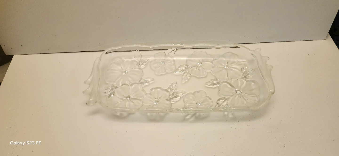 Clear Glass Floral Serving Tray