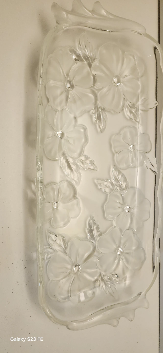 Clear Glass Floral Serving Tray - photo 2