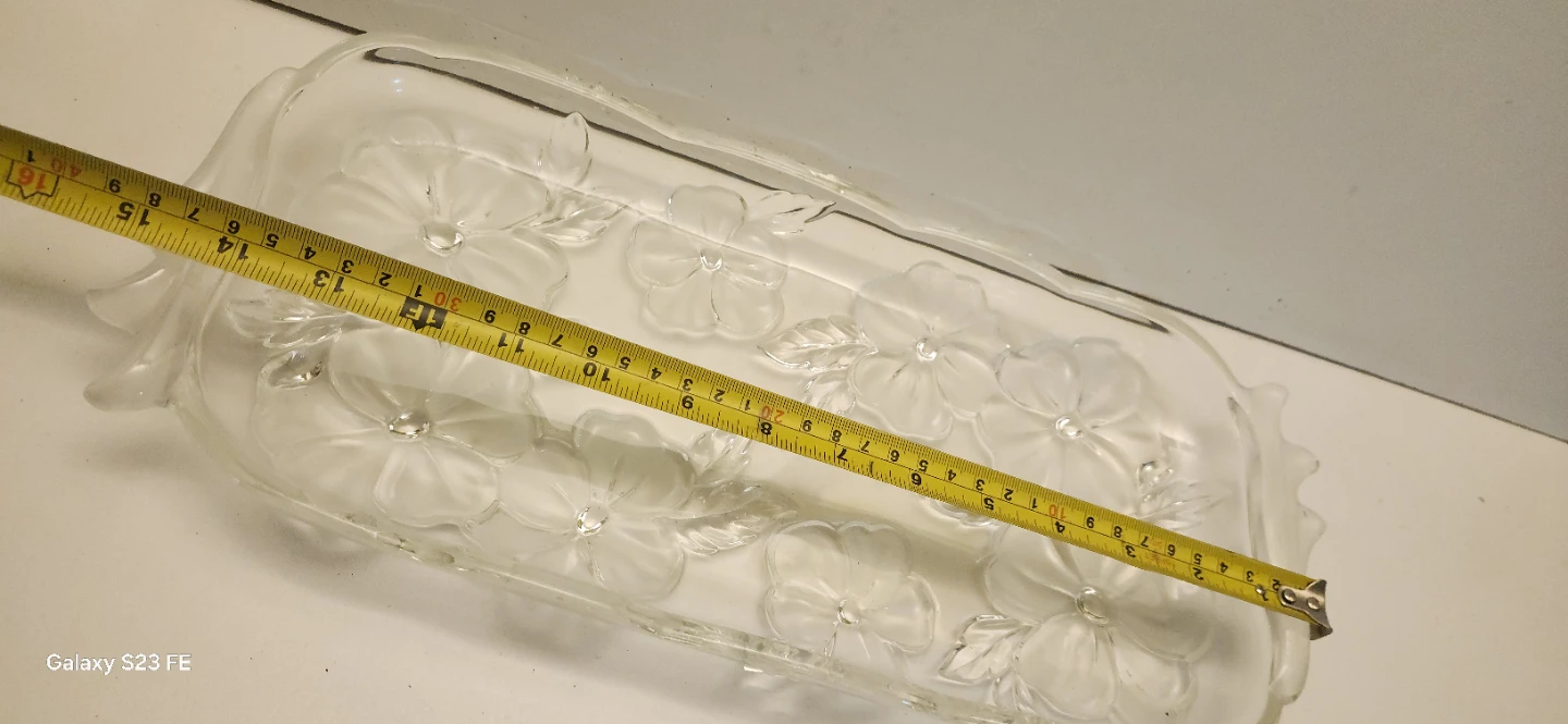 Clear Glass Floral Serving Tray - photo 3