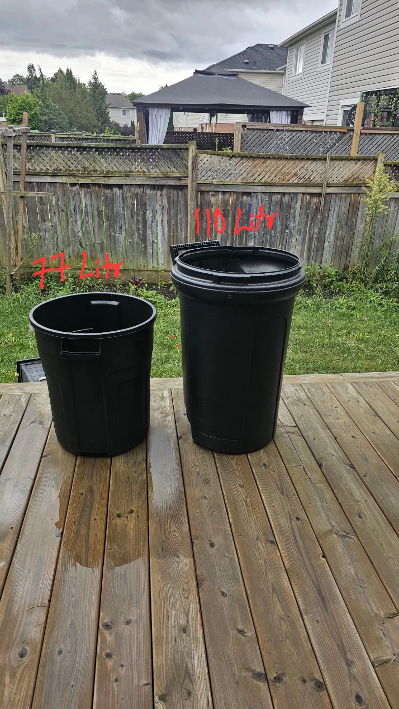 Black 77L and 110L Garbage Cans