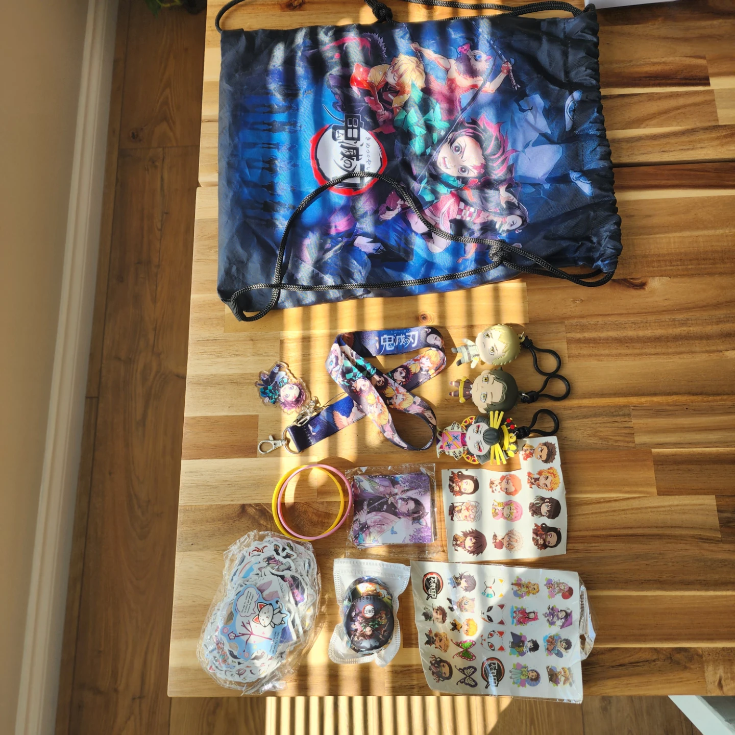 Demon Slayer Keychain Lanyard & Stickers Bundle