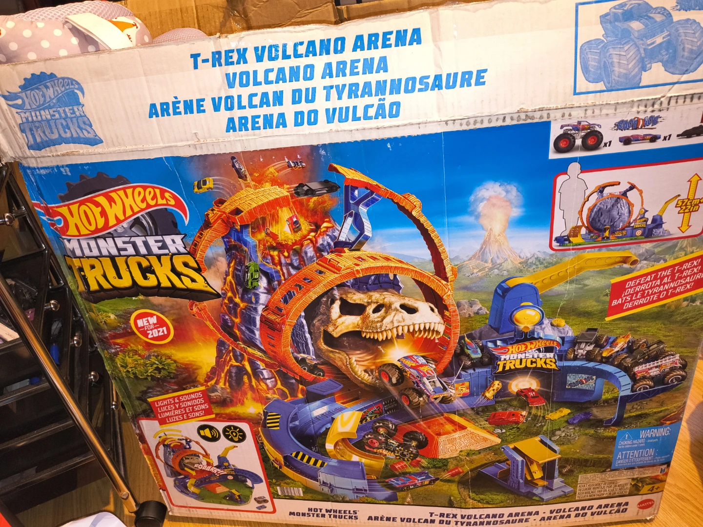 Hot Wheels Monster Trucks T-Rex Volcano Arena Playset