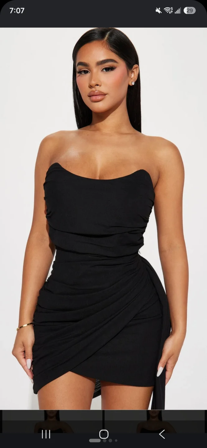 Fashion Nova black strapless ruched mini dress - photo 2