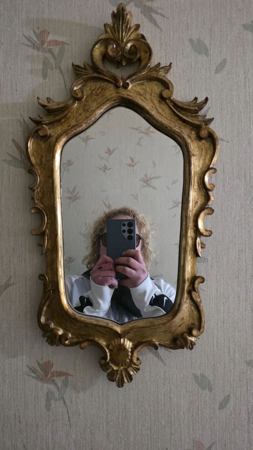 Vintage Gold Gilt Oval Mirror, Ornate Rococo Floral Carved Frame