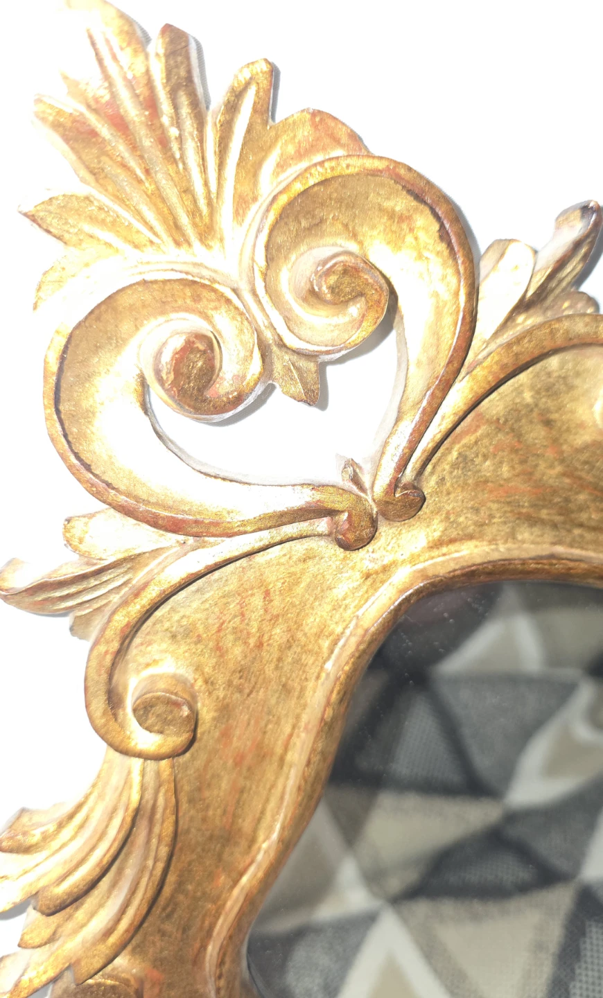 Vintage Gold Gilt Oval Mirror, Ornate Rococo Floral Carved Frame - photo 2