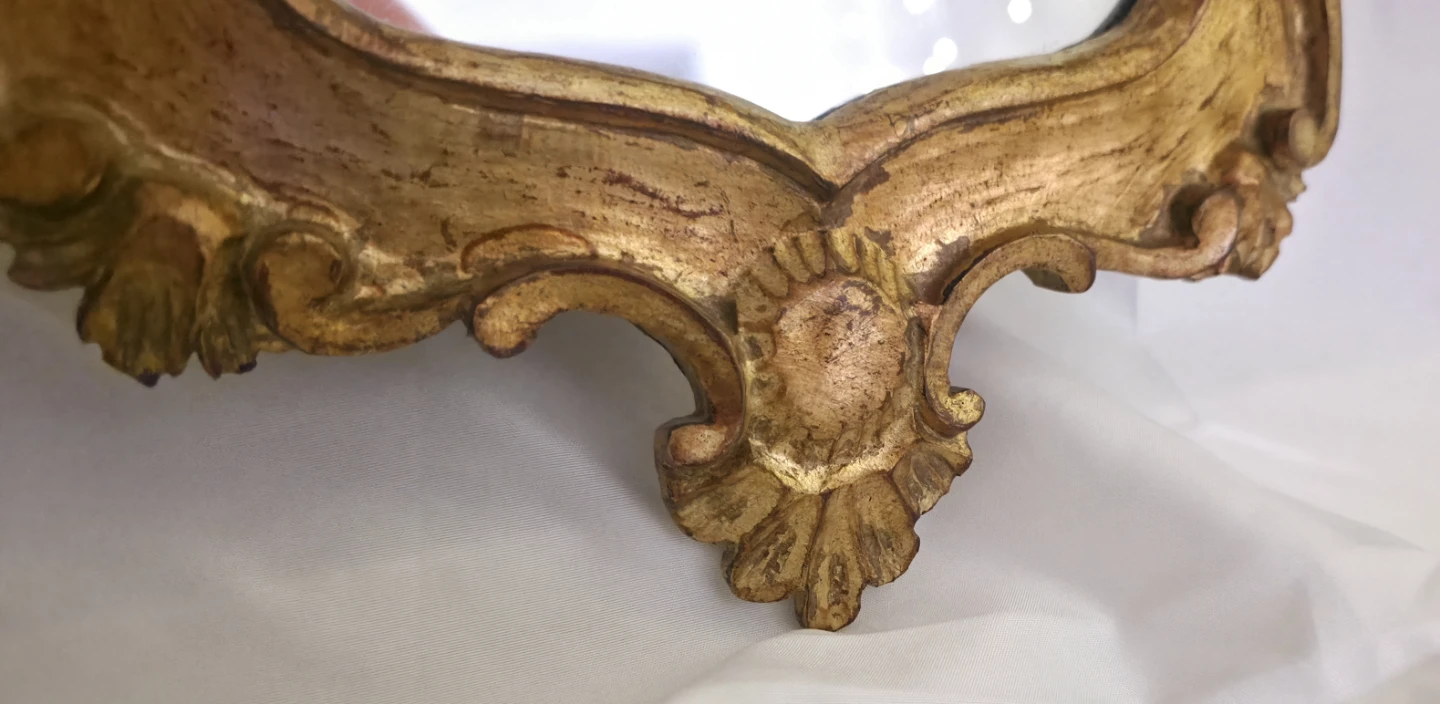 Vintage Gold Gilt Oval Mirror, Ornate Rococo Floral Carved Frame - photo 4