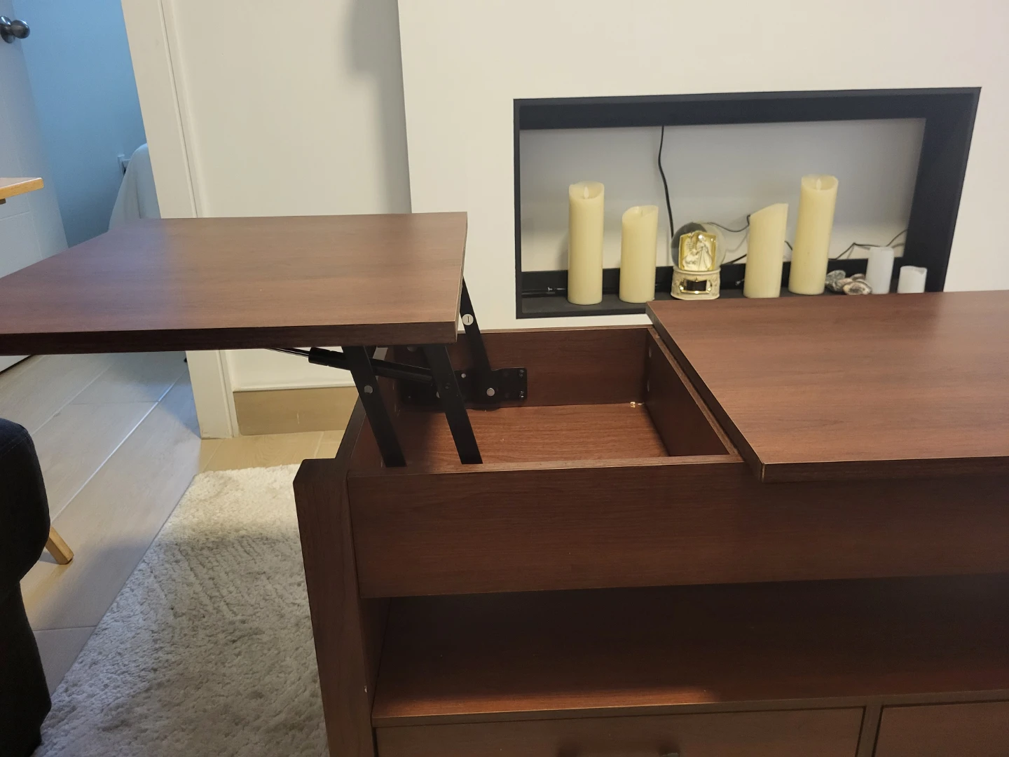 Cherry wood laminate coffee table fold out. - photo 3
