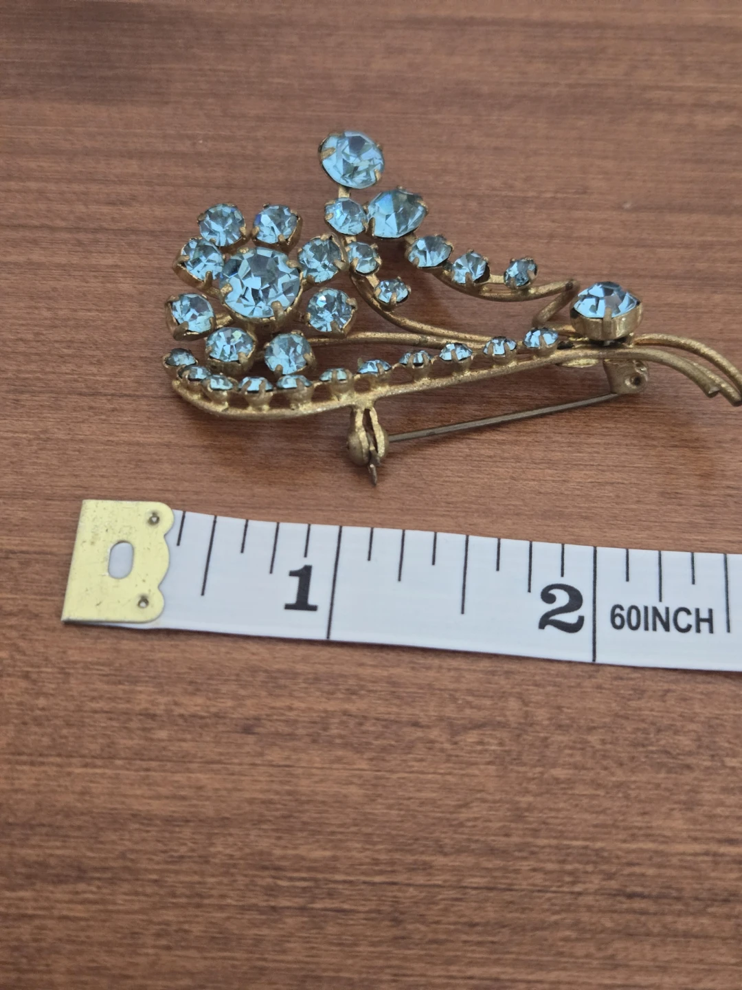 Vintage Brooches with Blue and Amber Rhinestones - photo 2